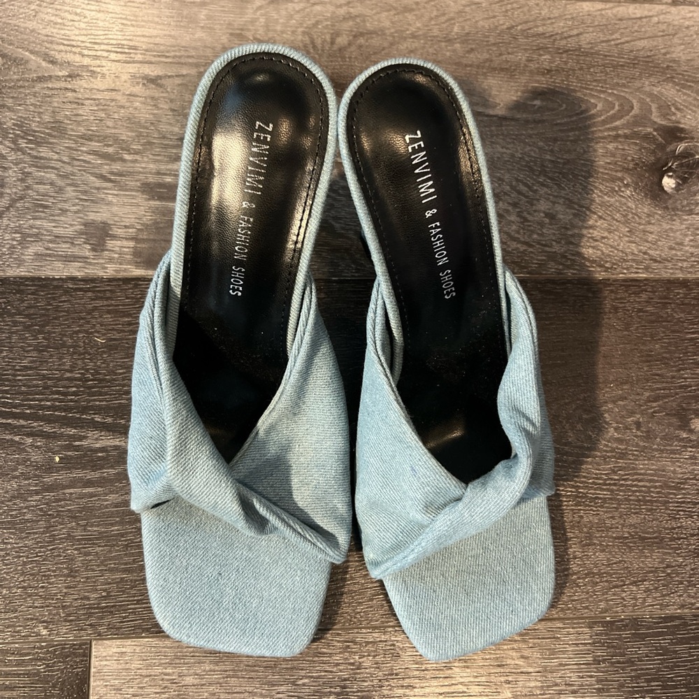 Fashion Nova Blue Heels with Square Toe